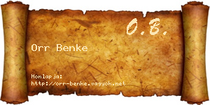 Orr Benke névjegykártya